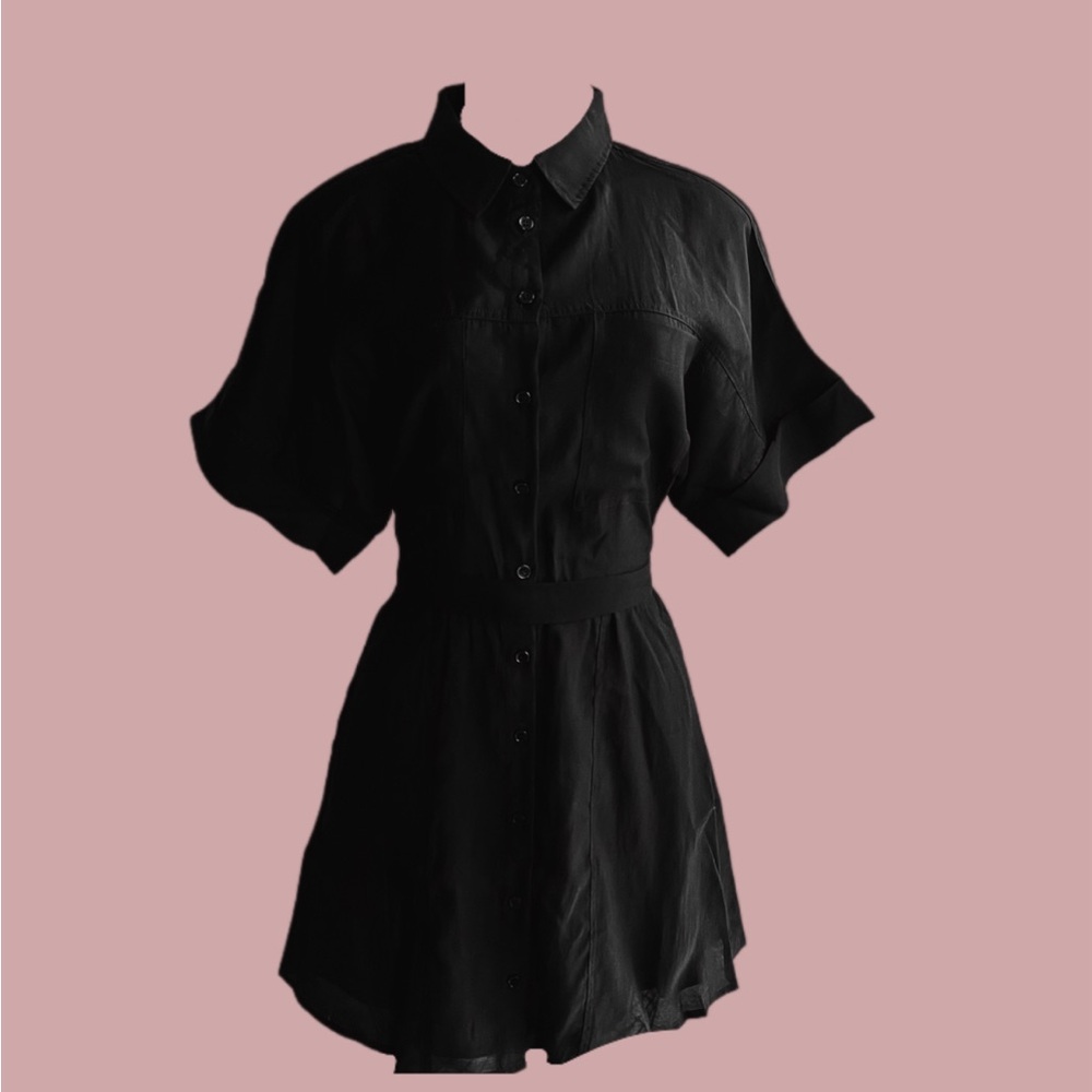 Short Sleeve Button-up Shirt Dress